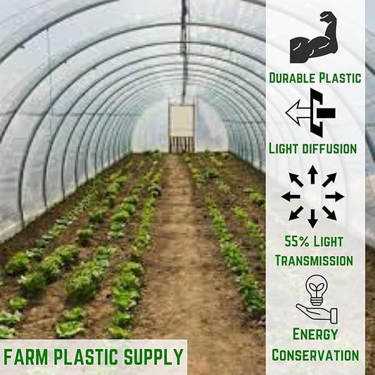 Farm Plastic Supply - 6 Mil White Plastic Sheeting - Overwintering Film, 6 Mil White Plastic Film, Greenhouse Plastic, Durable Plastic Sheeting (40' x 10')