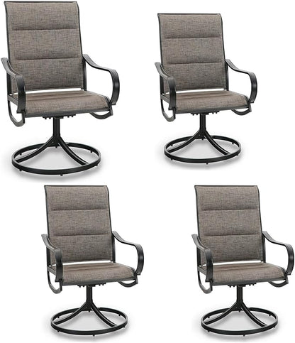MFSTUDIO Swivel Patio Dining Chairs Set of 4, Outdoor Dining Chairs with Padded Textilene Fabric & Sturdy Metal Frame, All Weather Outdoor Sling Furniture Chairs for Deck, Backyard, Garden and Lawn