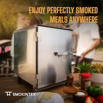SmokinTex Lil' Tex Electric Smoker - Stainless Steel Portable Meat Smoker Grill with Temperature Control, Wood Chip Tray, and Meat Probe for BBQ, Jerky, Vegetables