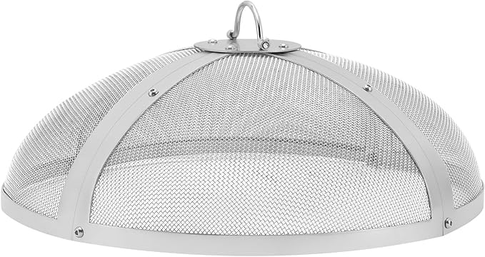 Fire Pit Spark Screen Round 20", Reinforced Heavy Duty Steel Metal Cover, Outdoor Firepit Lid, Easy-Opening Top Screen Covers Round with Ring Handle for Outdoor Patio Fire Pits Backyard