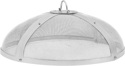 Fire Pit Spark Screen Round 20", Reinforced Heavy Duty Steel Metal Cover, Outdoor Firepit Lid, Easy-Opening Top Screen Covers Round with Ring Handle for Outdoor Patio Fire Pits Backyard