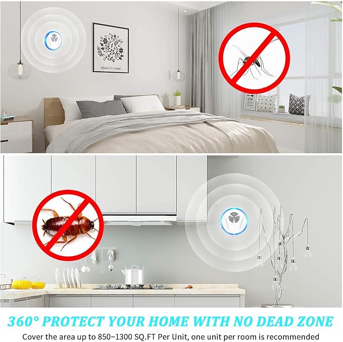 Ultrasonic Pest Control Repeller Indoor Plug in for Rodent Control, Mosquito Repellent, Cockroach Killer, Spider Deterrent, Electronic Mice Repellent. (2, White)