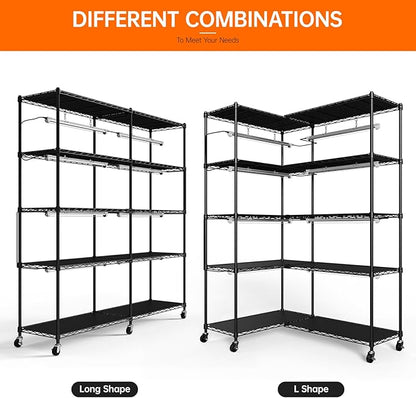 Bstrip 5-Tier Plant Shelf with Grow Light, Large L-Shaped or Long Shape Indoor Plant Stand, 8 Pack 192W T8 Full Spectrum Grow Lights for Indoor Plants & Seed Starting (58L x 13.8W x 59H)