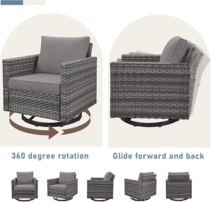 Patio Rocker Chairs: Swivel Outdoor Chairs Set of 4 with Wide Armrests