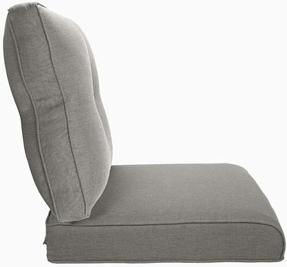 Pop 22x25/22x24 Outdoor Replacement Cushions - 1 Set High Back Deep Seat Patio Furniture Cushion for Rattan Dining Swivel Rocking Chairs Rattan Loveseat Couch Sectional Sofa - Grey/Button