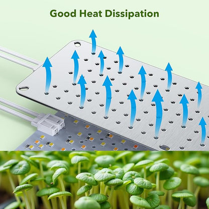 Full Spectrum Grow Lights, 36W(Actual Power) Plant Grow Lights for Indoor Plants with Daisy Chain Function, Sunlike Spectrum,768 LEDs and 4/8/12/16/20H Timer for Seed Starting(Pack4)