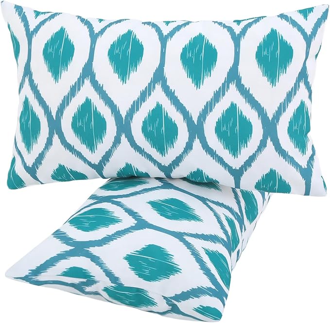idee-home Outdoor Pillows with Inserts Included, Patio Outside Lumbar Pillows Waterproof Set of 2, 12 x 20 inch