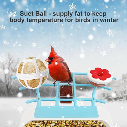 64GB Smart Bird Feeder with Camera Solar Powered, 2K 3MP HD Live Video &Playback on Phone, AI Identify +10,000 Bird Species, 2.4G WiFi Bird Feeder Camera Wireless Outdoor House-Bird Watching (Blue)