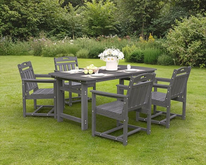 Ciokea Outdoor Patio Dining Chair Set of 2, HDPE Porch Chairs for Dining Table, All-Weather Durable Outdoor Furniture for Backyard, Garden, Lawn & Poolside, Grey