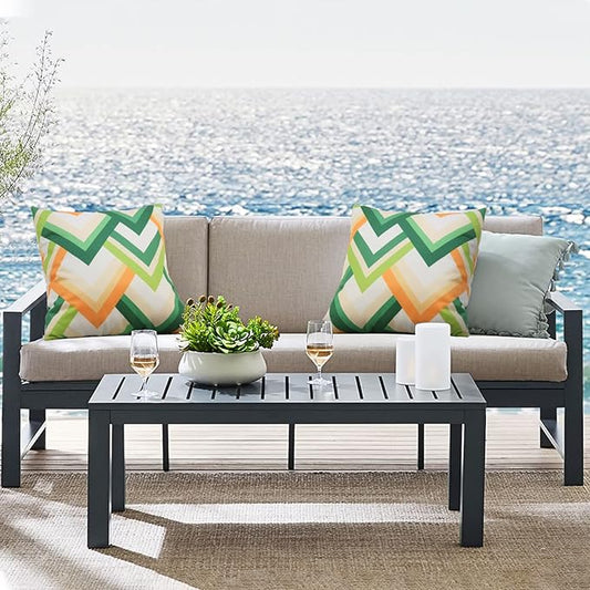 Pyonic Pack of 2 Decorative Outdoor Waterproof Pillow Covers 18x18 Square Garden Outside Polyester Throw Pillow Covers for Patio Tent Couch Funiture, Colorful Blue Yellow