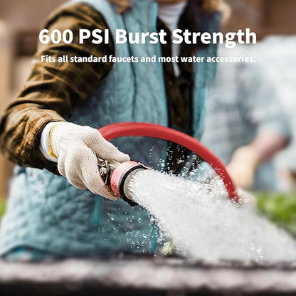 Garden Hose 10 ft x 3/4” Hot/Cold Heavy Duty Water Hose,-50°F to 190°F,Burst 600Psi Flexible Upgraded Rubber Hoses,3/4” Solid Fittings for All-weather Outdoor Lawn & Garden