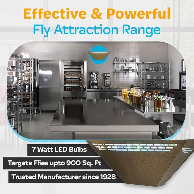 Gardner WS-85 Indoor Fly Trap with Proprietary LED, Decorative Wall Sconce Fly Light -40,000 Hour Rated Bulb, No Zap and Smell, Built to Last for Restaurants and Cafes, Made in USA for Commercial Use