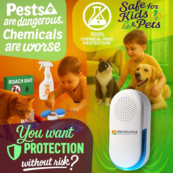 COR-E29, Ultrasonic Pest Control Repeller - Electronic & Ultrasound, Indoor Plug-in Repellent - Get rid of - Rodents, Mice, Squirrels, Bats, Insects, Bed Bugs, Ants, Fleas, Spiders, Roaches (3 Pack)