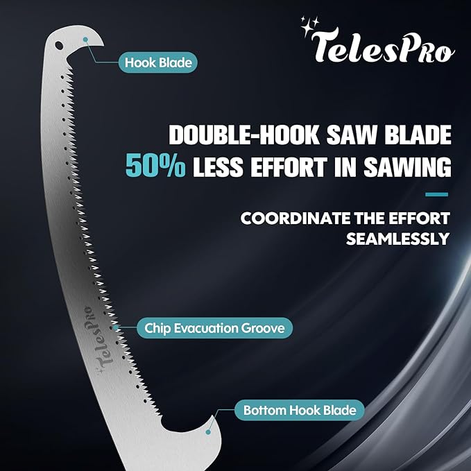 Extendable Tree Trimmer: Manual Pole Saw | 6-24ft Telescoping Pruning Pole for Tree Trimming | Saw Attachment, Safety Goggles, and Gloves Included | Trim Branches up to 2" Diameter