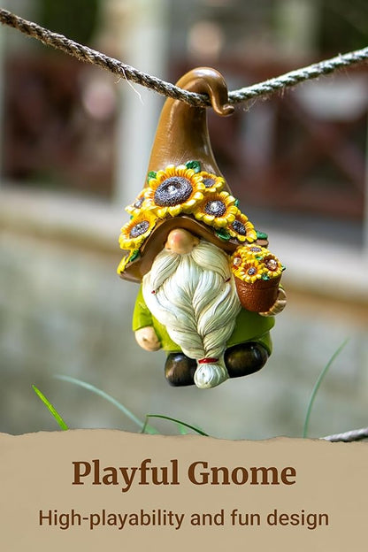 Solar Garden Gnome Statue, 7.67" Tall — Outdoor Resin Garden Statue for Yard, Backyard, Patio, Porch, Lawn; Garden Decor, Gnome Gifts, Birthday Gifts for Women
