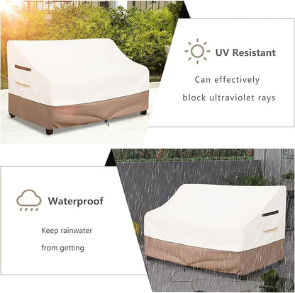 Outdoor Couch Cover Waterproof Patio Furniture Covers, 58 Inches Outdoor Sofa Cover, Furniture Covers for Patio Seating (Beige)