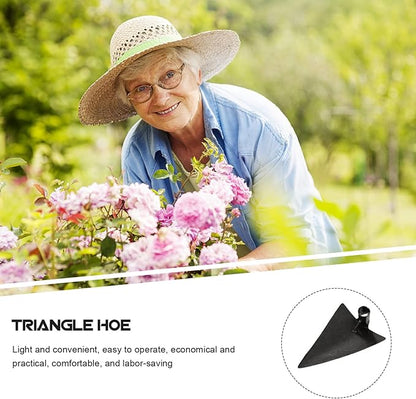 DOITOOL Triangle Hoe Steel Garden Digging Hoe for Weeding Planting Digging Soil, Gardening Hoe Hand Held Digging Hoe Garden Tool, 27X20cm (Silver Gray)