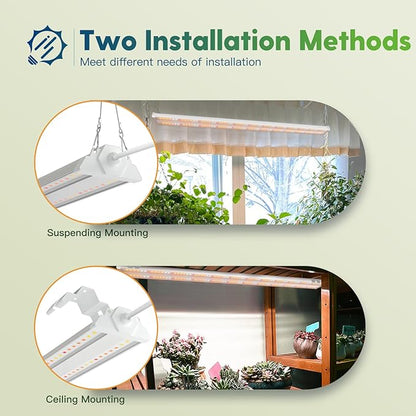 FREELICHT 1 Pack 4ft LED Grow Light with Timer, 60W (350W Equivalent), Sunlike Full Spectrum Integrated Plant Light for Hydroponic Indoor Plant Seedling Veg and Flower, Plug in with 3 Timing Modes