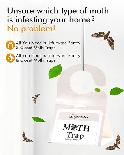 Pantry Moth Traps - Extra Strength Hanging Clothes Clothing Moth Traps with Pheromone for House Pantry Indoor Closets - 10 Pack
