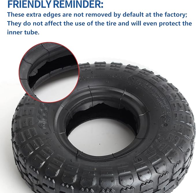 4.10/3.50-4 Replacement Tire and Inner Tube Set, 2 Pack, 10" Heavy Duty Tire and Tube, TR-13 Straight Valve Stem, for Hand Truck Trolley Dolly Garden Wagon Cart Wheel Replacement