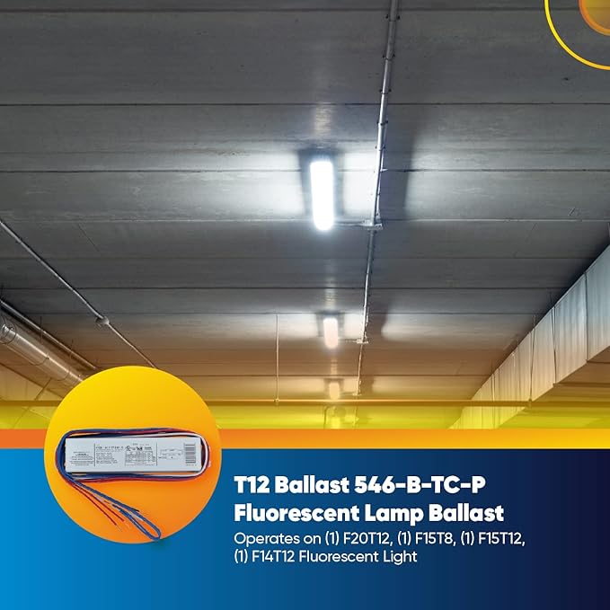 Technical Precision T12 Ballast Replacement for Universal 546-B-TC-P Fluorescent Lamp Ballast - Operates on F15T8 / F14T12 / F15T12 / F20T12 Lamps - 1 Pack