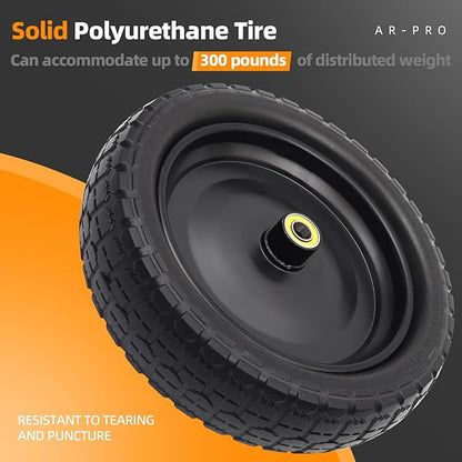 AR-PRO (2-Pack) 13" Flat Free Tire and Wheel - with 5/8" Axle Bore Hole, 2.17" Offset Hub - 13 lnch Solid Wheels Compatible with Garden wagon Cart,Hand Trucks,Utility Cart and Lawnmower Yard Trailers
