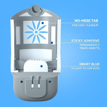 Flying Insect Trap Indoors, Gnat Killer Indoor Captures Fruit Flies, Mosquito and Gnats, Gnat Traps for House Indoor (1 Plug-in Base + 2 Cartridges)