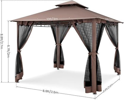 COBIZI Gazebo with Improved Cold-Proof Nettings Winter Gazebos on Clearance Heavy Duty Gazebo Double Roof with Metal Frame Gazebo Tent for Patio, Deck (Frame Thickened)