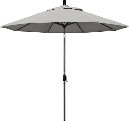 California Umbrella GSPT908302-5402 9' Round Aluminum Market, Crank Lift, Push Button Tilt, Black Pole, Sunbrella Granite