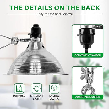 Simple Deluxe Clamp Lamp Light 150 Watt with 8.5 Inch Aluminum Reflector (no Bulb Included), 6 Feet Cord, 4 Pack, Black