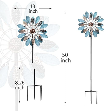 MUMTOP Wind Spinner Outdoor, 50 Inch Metal Two-Way Wind Sculptures Windmill for Yard Art, Garden Decor