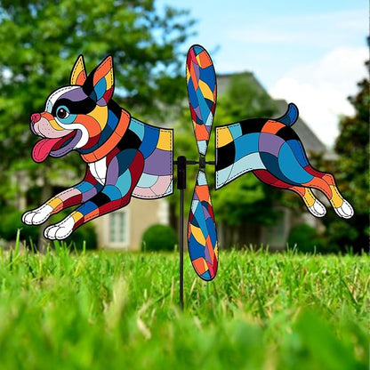 Boston Terrier Petite Spinner Outdoor, Boston Terrier Dog Wind Spinner for Yard and Garden