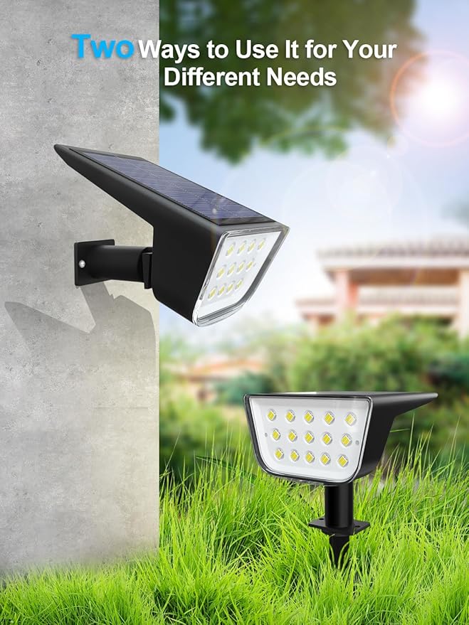 Solar Spot Lights Outdoor, Ultra Bright Solar Garden Lights Cool White, IP68 Waterproof Landscape Spotlights, 800LM 6500K for Yard Garden Wall Driveway, 8 Pack