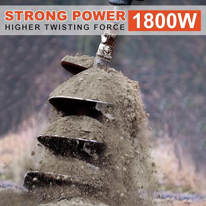 DC HOUSE 52cc 1800W Gas Powered Earth Auger EPA Certified Post Hole Digger, with Drill Bit 12 inch, Mixing Ratio 30:1, for Fence, Farmland and Garden