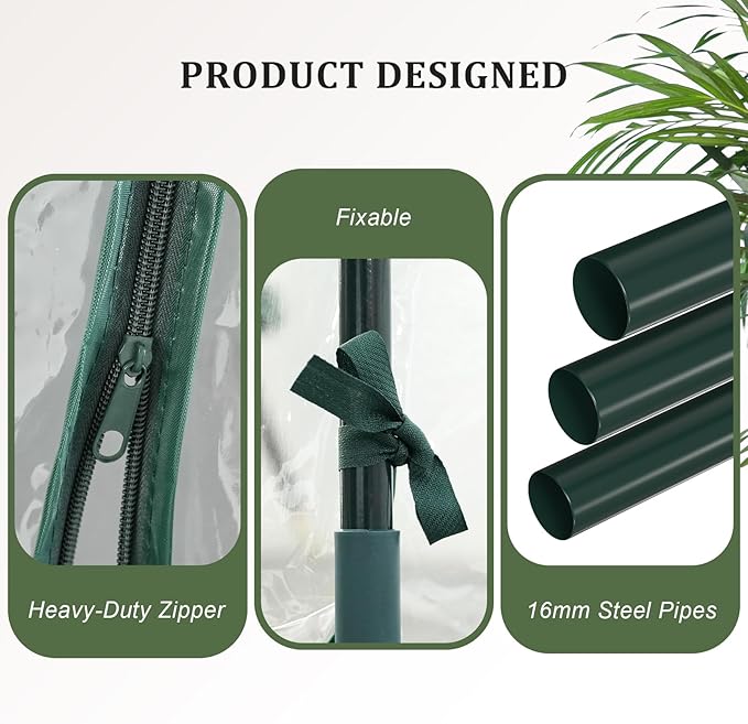Portable Mini Greenhouse, 47.3"x26.4"x26.4" Greenhouses for Outdoors with Dual Large Zipper Doors & Ground Stakes, Waterproof Plastic Green House for Outside Garden Patio Backyard