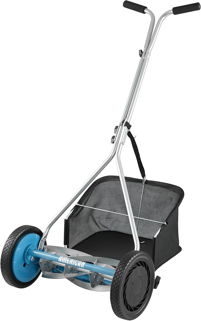 American Lawn Mower Company 1604-16 16-Inch 5-Blade Walk Behind Reel Mower with Grass Catcher