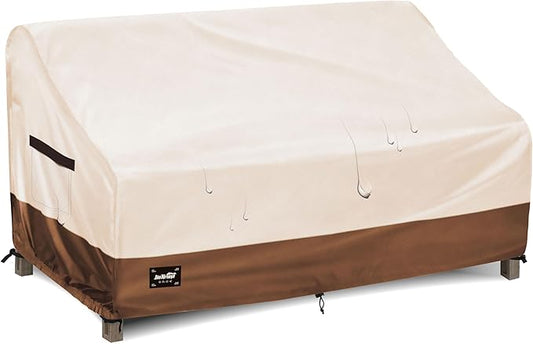 2-Seater Outdoor Couch Cover,60"Wx38"Dx35"H Inches Patio Loveseat Cover,100% Waterproof Heavy Duty Patio Sofa Covers,Patio Furniture Covers,Beige&Brown