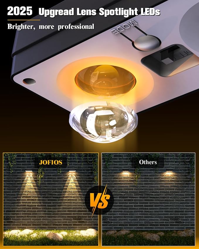 Solar Fence Lights 12 Pack, 50 Lumens Outdoor Fence Solar Lights with 12 Modes RGB Color Glow LED Solar Lights Outdoor Waterproof, Solar Lights for Patio, Backyard, Deck, Fence, Railing.