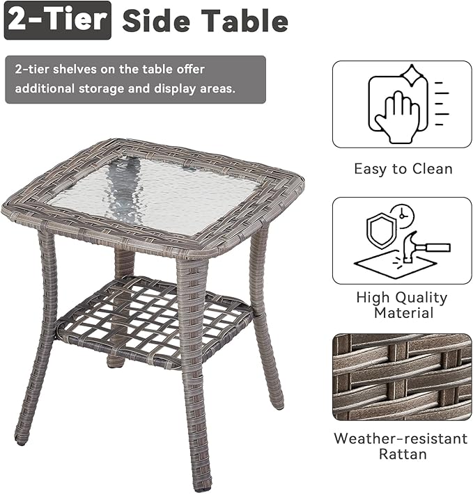 Patio Furniture Set, 9 Pieces Outdoor Wicker Rattan Sofa Couch with Swivel Rocking Chair, Side Table, Ottomans and Comfy Cushions, All Weather Patio Conversation Sets, Suit for Porch Deck