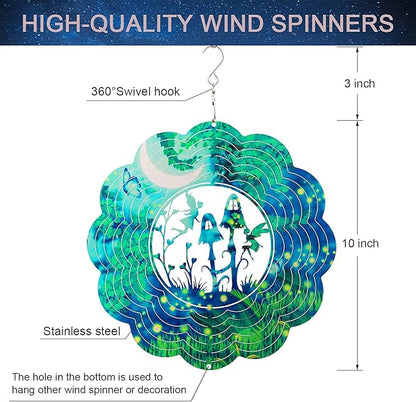 Spring Song Fairy Garden Wind Spinner, Stainless Steel, Kinetic Art, Indoor/Outdoor Hanging Decor