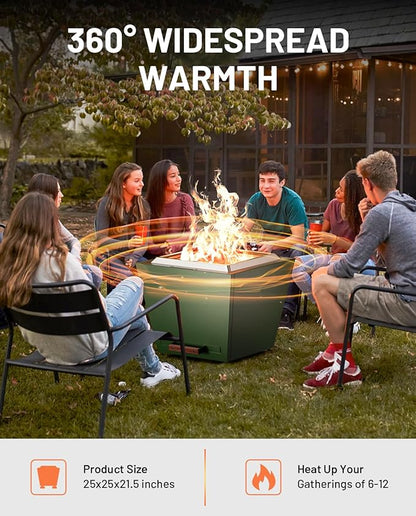 LEGACY HEATING Smokeless Fire Pit, Portable Outdoor Firepits 25 inch, Carry Handle for Backyard Patio Camping Bonfire, Stainless Steel, Ideal for 6-12 People, 46.74 lbs, Green, Cyberpit One Pro