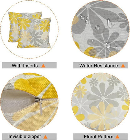 Outdoor Throw Pillows Waterproof Set of 2 Patio Pillows 18×18 Inch Decorative Pillows for Bed, Couch, Sofa and Patio Furniture