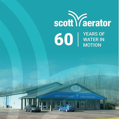 Scott Aerator DA-20 Display Pond Aerator – 1/2 Horse Power 115V 100ft Cord | Aerating Pond Fountain for Large Ponds | Pond Aerator Pump for Small Ponds | Pond Aeration System