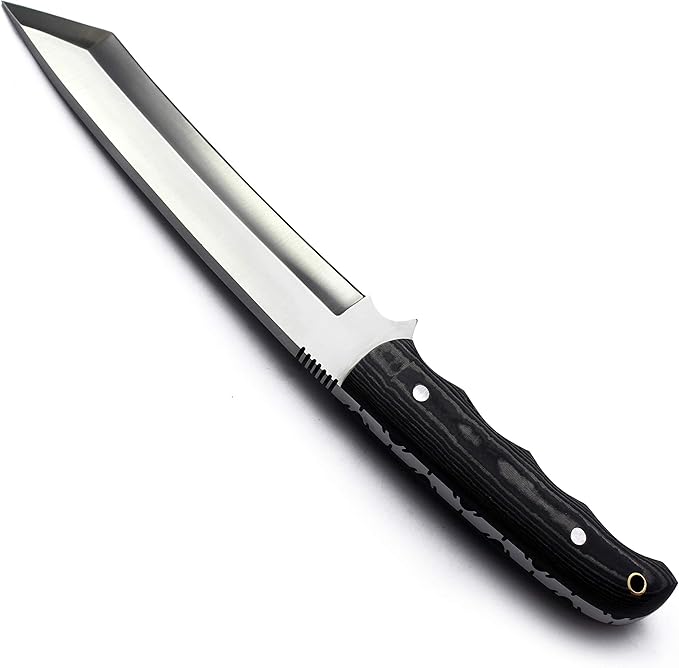 GCS Handmade G10Handle D2 Tool Steel Tactical Hunting Knife with leather sheath Full tang blade designed for Hunting & EDC GCS 266