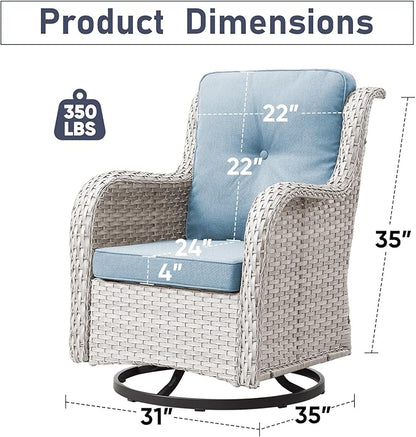 Swivel Rocker Patio Chairs：Patio Swivel Rocker Chairs Set of 2, Outdoor Swivel Rocker Patio Chairs, Light Beige/Light Blue