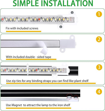Two Strip Growing Lamp for Indoor Plants, Red & 3000K & 6000K Full Spectrum LED Grow Light Strips with Auto ON/Off 3/9/12H Timer,10 Dimmable Levels for Green House Succulent (13 in)