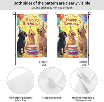 Birthday Dog Garden Flag Vertical Double Sided Outdoor Yard Flags 12.5x18 Inch Burlap Banners Vertical Double Sided for Outdoor Decor Lawn
