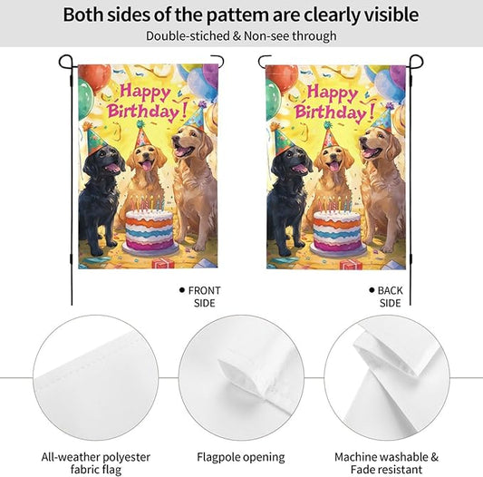 Birthday Dog Garden Flag Vertical Double Sided Outdoor Yard Flags 12.5x18 Inch Burlap Banners Vertical Double Sided for Outdoor Decor Lawn