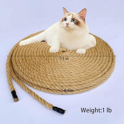 Jute Rope, 55 Feet 8mm Heavy Duty Twine - Perfect for Cat Scratching Posts, Crafts, Bundling, Gardening Decor and Hanging (8mm*55ft)
