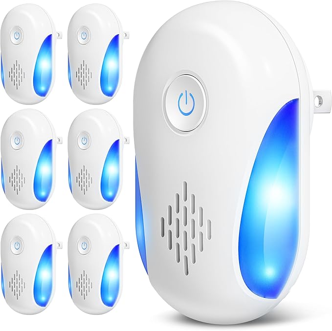 [2025 Upgraded] Ultrasonic Insect & Pest Indoor Repeller, Electronic Plug-in Control Repellent for Roach, Mouse, Rodent, Bugs, Mosquito, Mice, Ant, Spider, 2 Mode Switching (6 Pack)